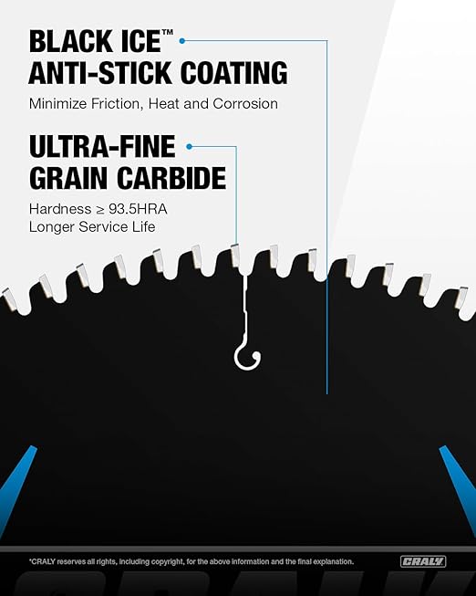 CRALY 10 Inch 100 Teeth Aluminum and Non-Ferrous Metal Cutting Circular Saw Blade, 5/8 Inch Arbor, Carbide Tipped, Thin Kerf, Black Ice™ Coating, for Thin Aluminum, Plastic, Composite(C10100AL)