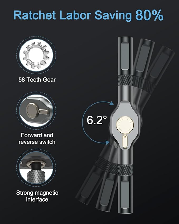 Magnetic Screwdriver Set 34 in 1, New DIY Ratchet Screwdriver Set with 32 PCS Bits, T Handle, Storage Case, Portable Repair Tool Kit for Men Furniture, Electronics, Computer, Bicycle