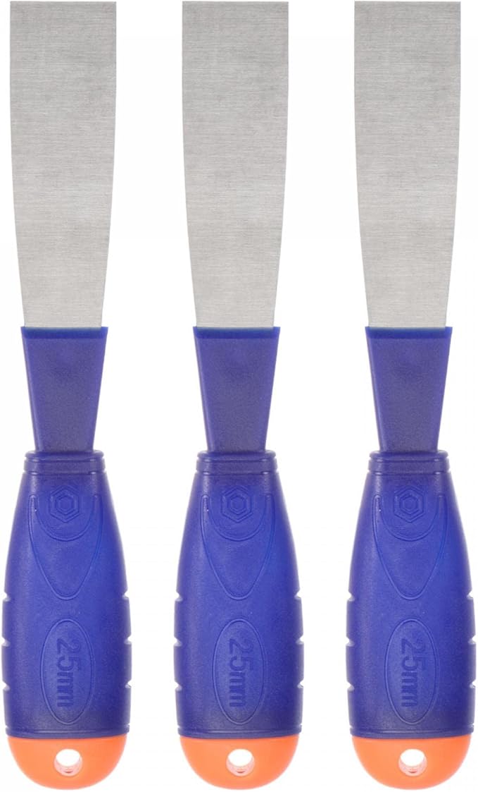 uxcell Putty Knife 1" Carbon Steel Scraper PP Handle for Spreading Drywall, Taping 3Pcs