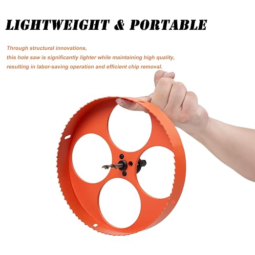 8.25 Hole Saw for Recessed Lights, 8-1/4 Inch Hole Cutter with Dust Bowl Catcher for Led Recessed Lighting 8 Inch and Wood Metal Drywall, Bi-Metal Construction, Orange