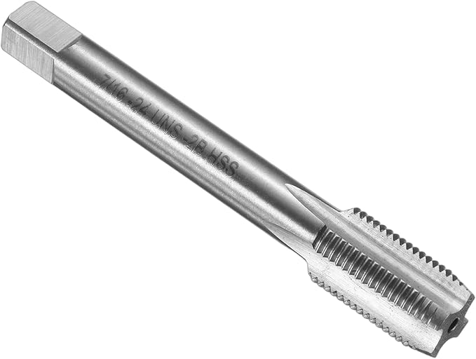 uxcell Hand Bottom Tap 7/16-24 UNF 2B Thread Bottoming Style Threading Taps High Speed Steel HSS6542 Straight Flutes Screw Tapping Tool
