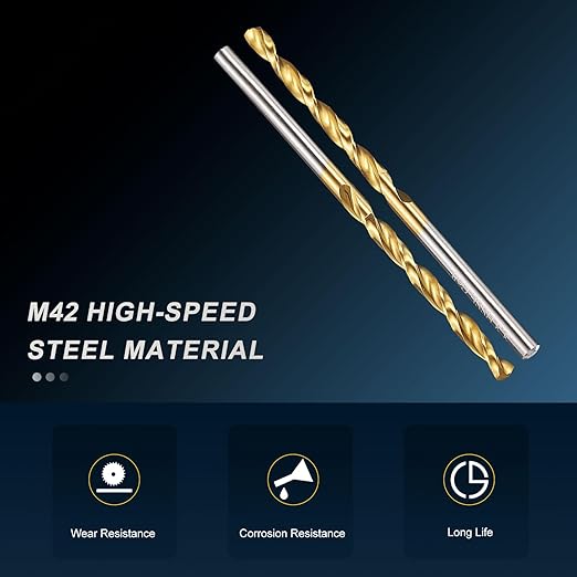 PATIKIL 3.5mm Drill Bit, M42 8% Cobalt High-Speed Steel Jobber Straight Shank 135° Titanium Nitride (TiN) Coated for Hard Metal Stainless Steel - 4 Pack