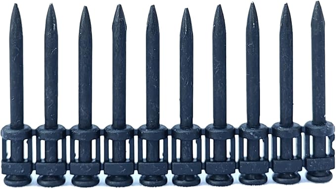1-1/2" Collated Concrete Nails, .115" Shank Black Pins for Fastening Metal Framing to Concrete or Steel by Gas Acutated Tools, 100pcs/pack