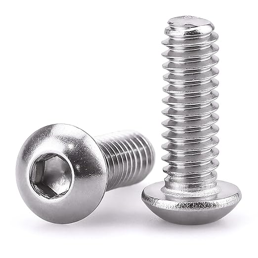 1/4-20 x 7/8" Button Head Socket Cap Bolts Screws, 304 Stainless Steel 18-8, Allen Hex Drive, Bright Finish, Fully Machine Thread, Pack of 25