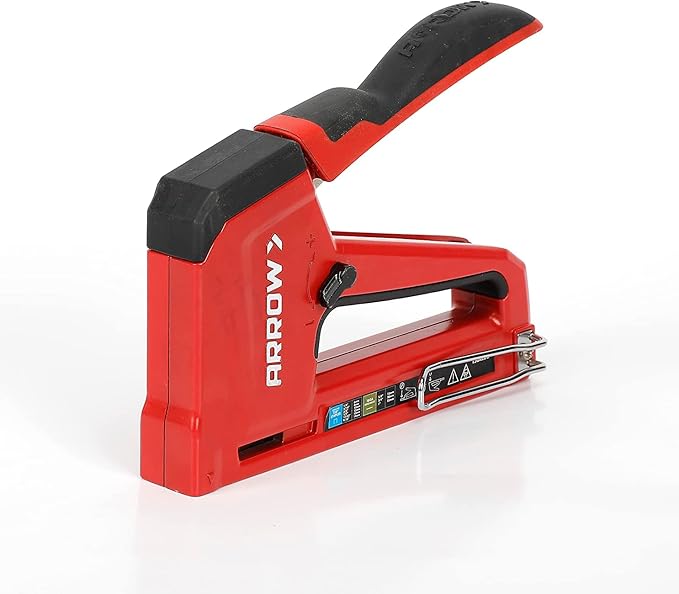 Arrow T50RED2 Heavy Duty Manual 2-in-1 Staple Gun and Brad Nailer for Upholstery, Framing, Insulation, Crafts, and Furniture, Red