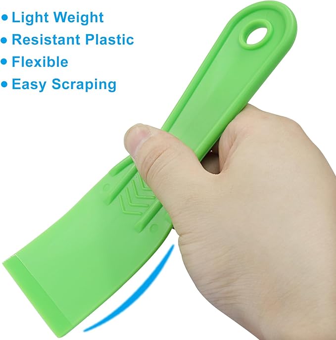 2 Inch Plastic Putty Knife Scraper, 5Pcs Flexible Spackle Knife for Spackling, Air Bubble Remover, Sticker Installation, Used for Repairing Walls, Pasting Plaster, Scraping Putty (Green)