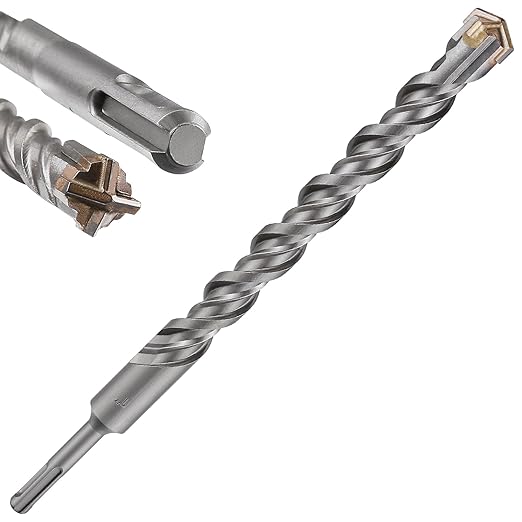 Concrete Drill Bit lengthening 1pcs 1" X 12"-10" Cross-Type Double Thread Carbide Material Suitable for Concrete, Brick, Cement Walls, Stone, Extra Long Hammer Drill Bits for Concrete