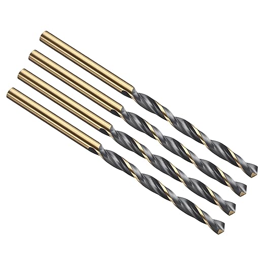 PATIKIL 3mm Drill Bit, Jobber Straight Shank 4341 High-Speed Steel 118째 Black and Gold Finish for Medium-Hard Metal Steel Acrylic - 4 Pack