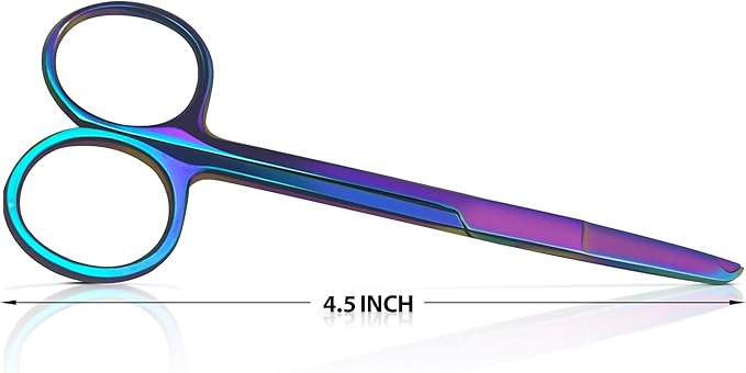 Stitch Scissors 4.5" Rainbow - Precision Suture Removal Scissors with Hook, Multicolor Suture Tool for DIY Enthusiasts and Crafters