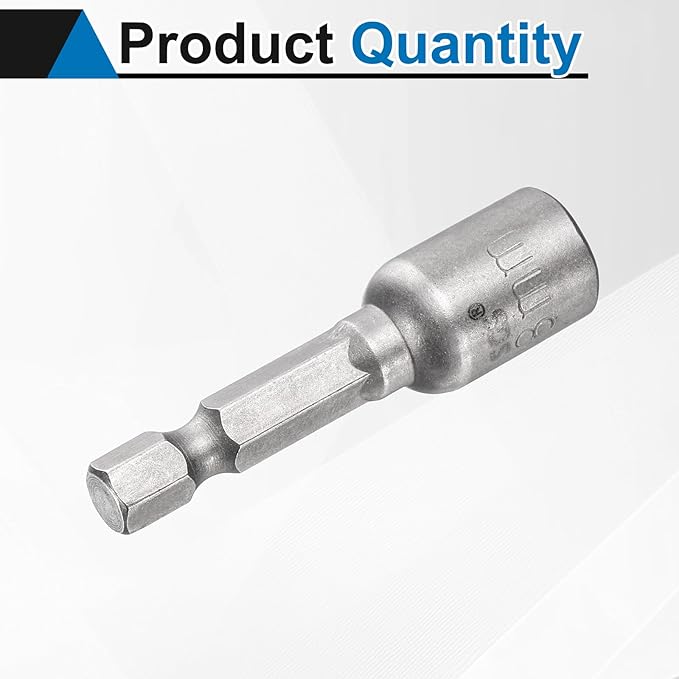 HARFINGTON Nut Driver Drill Bit 8mm Metric Socket 1/4" Hex Shank 1.89" (48mm) Long Magnetic 6-Point Sockets Quick Change CR-V Steel Bolt Setters for Power Drill Drivers