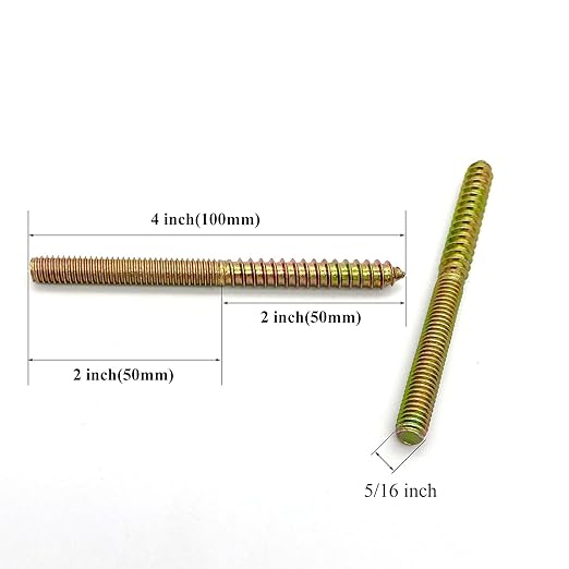 8 Pack 5/16-18 x 4 Inch Hanger Bolts 5/16-18" Double Headed Bolts 5/16 Wood Dowel Screw Self-Tapping Screw Hanger Bolts for Furniture Screws Double Screw Threaded Rods Bolt 100mm Length