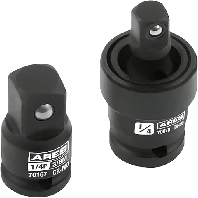 ARES 27073-6-Piece 1/2-Inch Drive Impact Socket Accessories Set ??Premium Chrome Moly Steel Universal Joint, Adapters, and Wobble Extensions ??Laser Engraved Size Markings