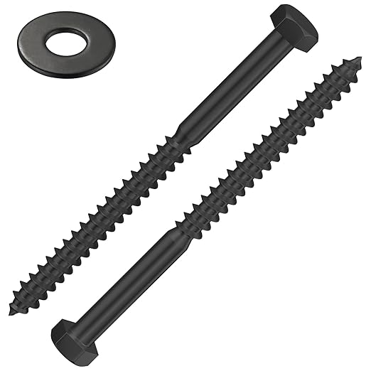 Lag Screws Wood Screws (15PCS, 1/2"x3", Black) Hex Head Lag Bolts,(12x75) Heavy Duty Lag Screws,304 Stainless Steel Bolts 18-8