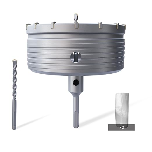 GSTK 150mm(5-29/32") Concrete Hole Saw Kit with SDS Plus Shank, Gift with 5pcs Dust Catcher, Hole Saw Cutter for Brick|Concrete| Cement |Stone.