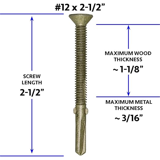 Jake Sales #12x2-1/2 Reamer Tek Torx/Star Head Self-Drilling Wood to Metal Screws - for Flatbeds, Trailers or Fastening Wood to Steel - T25 Torx Screw Head - (1 Pound Approx. 50 Screws)