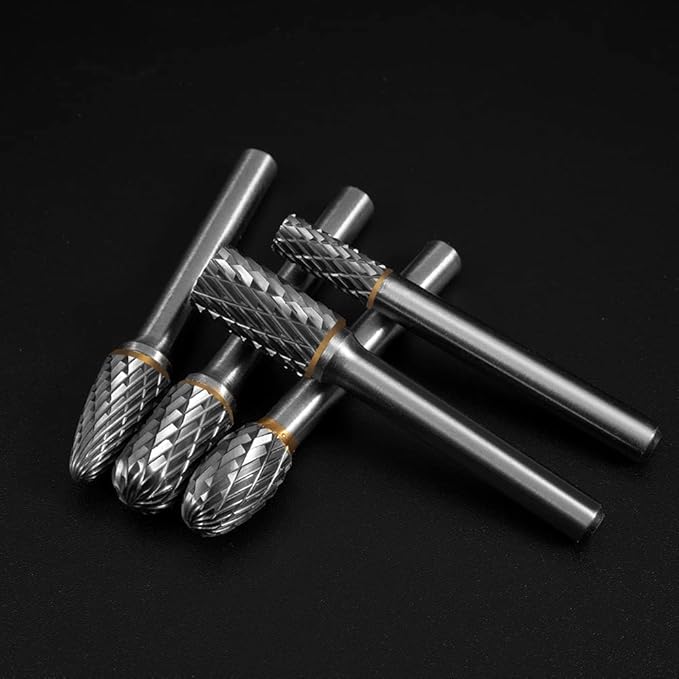 Carbide Burr Set 1/4" Shank 8PC Tungsten Double Cut Carbide Rotary Burr Set for Metal and Wood Carving, Grinding, Polishing, Engraving, Drilling in Sturdy Round Case.