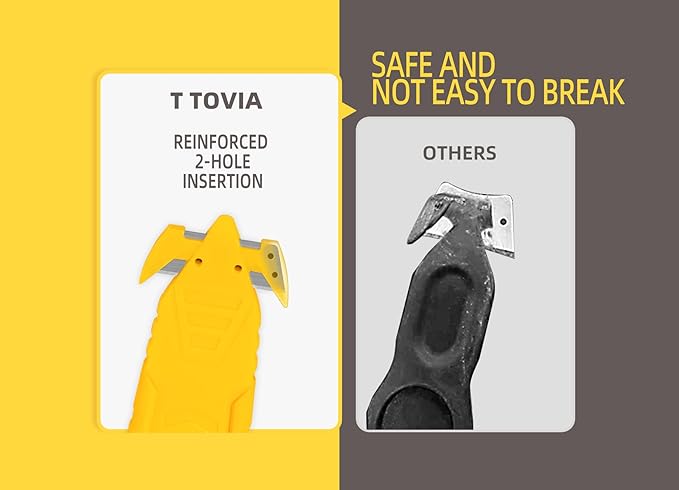 Safety Box Cutter T TOVIA Stainless Steel Concealed Blade Package Opener 10 Pcs for Tape Splitter, Cartons, Cardboard, Wrap, Straps, Film (10 pcs - Yellow)