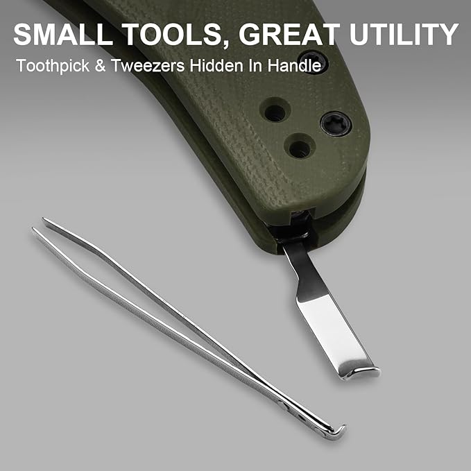 Kizer C01C Uti 1 (Dual-screw Version) Utility Knife, Button Liner Lock Box Cutter EDC Pocket Knife with 5PCS Razor Blades, Green G10 Handle Small Folding Knives with Clip for Men Women, V3488.29JSA2