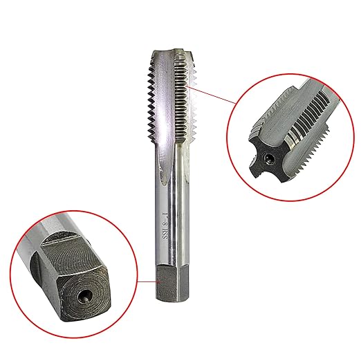 Lzcdelyxiao 1"-8 Tap Right Hand Straight Flute Thread Tap Machine Tap UNC 1"-8 TPI Nominal Diameter 1" Thread Per Inch 8 Fin Thread Tolerance Grade 2B Tapping Thread High Speed Steel HSS