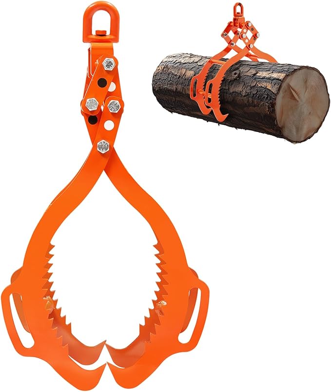 VEVOR Log Lifting Tongs 36in, 4 Serrated Claw Hook Log Tongs, Heavy Duty Steel Swivel Dragging Tongs, 3300LBS Log Grapple with Handles, Lumber Log Skidding Tongs for Tractors, Trucks, Forklifts, ATVs