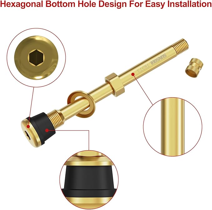 SUNSOUL TR573 10pcs Truck Tire Valve Stems, Brass Commercial 4-3/8 Valve Stems for Rim 過.625"