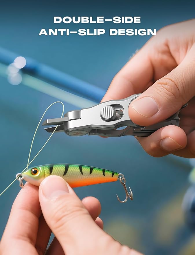 HOOK-EZE 3-in-1 Fishing Line Cutter, Fly Fishing Nippers with Retractors and Knot Tying Tool Accessories, Stainless Steel Braided Line Scissors Clippers for Mono and Fluoro Lines