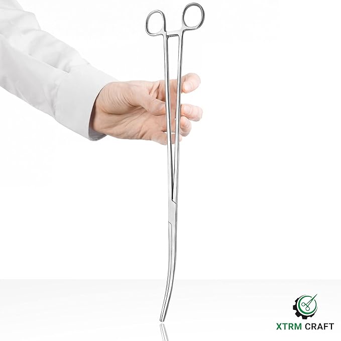 Pean Hemostat Straight and Curved Multipurpose Locking Tweezer Clamps Serrated, Stainless Steel - Hemostats for Nurses, Fishing Forceps, Crafts and Hobby