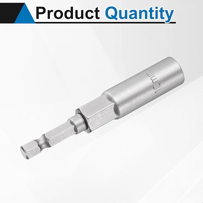 HARFINGTON Nut Driver Drill Bit 10mm Metric Socket 1/4" Hex Shank 3.15" (80mm) Long 6-Point Sockets Quick Change CR-V Steel Bolt Setters for Power Drill Drivers