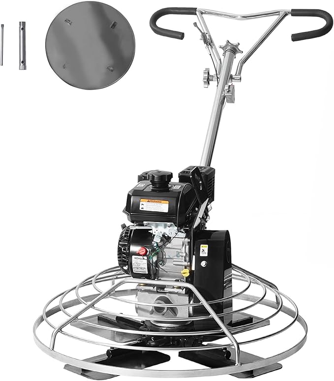 VEVOR Power Trowel, 38??Walk-Behind Cement Trowel with Float Pan, 6HP Gas-Powered Smooth Concrete Surface Finisher, Heavy Duty Commercial Screed Concrete Cement with Finishing Blade, Orange