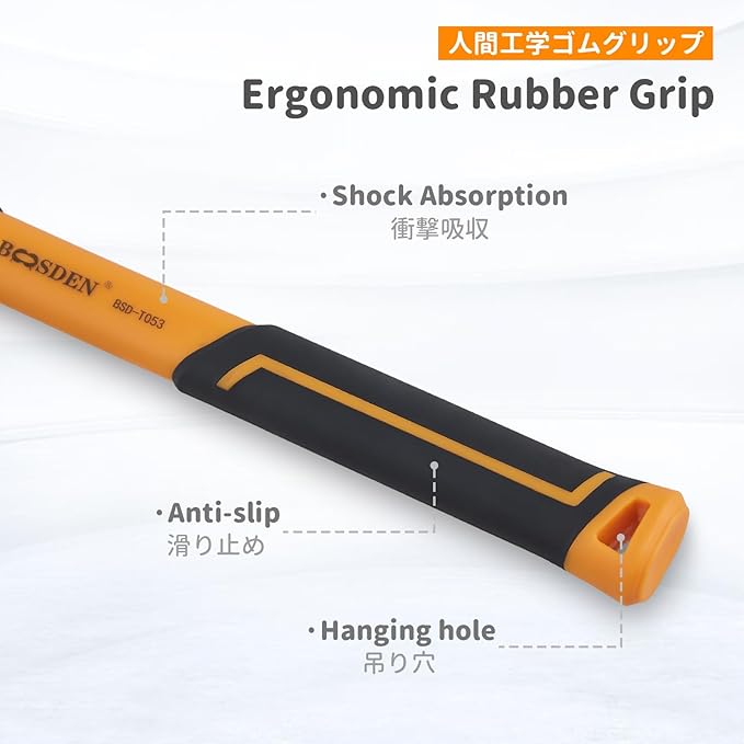 BOOSDEN Rubber Mallet, 20 oz Rubber Mallet Hammer, Rubber Hammer with Hook, Mallet Hammer with Solid Head & Ergonomic Grip Handle, Soft Face Hammer, No Damage for Flooring, Woodworking and Camping