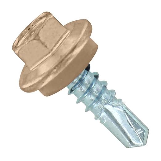 Fasteners Plus ST Fastening Maxx SteelBinder Metal to Metal #12 X 3/4" Tan Screws with EPDM Rubber Washer, 250-Count - Designed for Roofing and Siding Panels