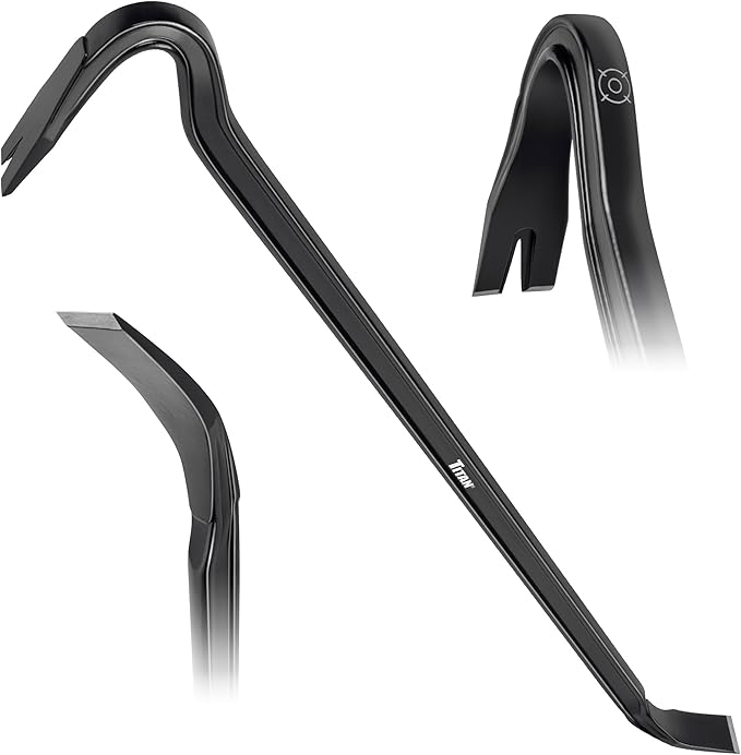 Titan Pro-X 63801 36-Inch I-Beam Wrecking Bar with Curved Gooseneck Design, Fully Hardened High Carbon Steel Construction, Angled Chisel End, Flat Striking Target