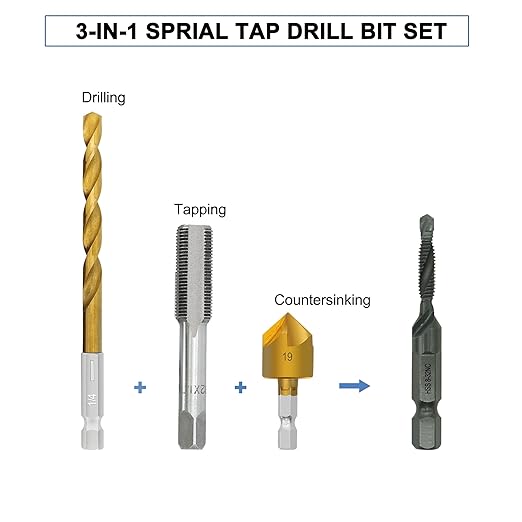 GMTOOLS Combination Drill and Tap Bit Set with Quick-Change Adapter of 13Pcs, 6 SAE Sizes: 6-32NC to 1/4-20NC, 6 Metric Sizes: M3 to M10,Suitable for Drilling Tapping Threading Countersinking