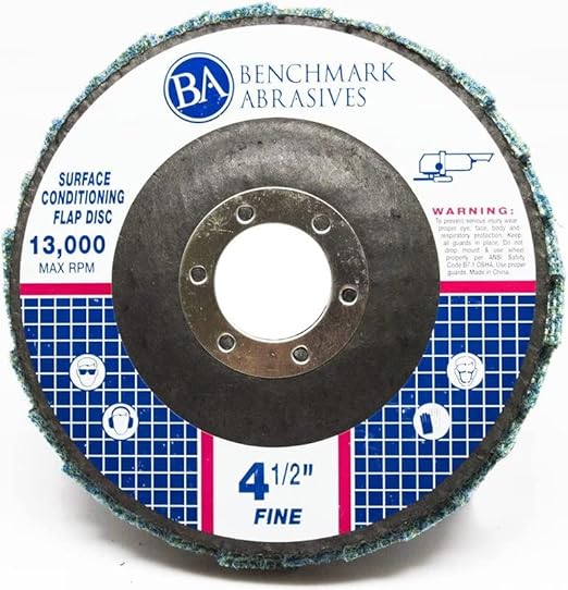 Benchmark Abrasives 4-1/2" x 7/8" Surface Conditioning Type 27 Flap Discs 4 1/2 for Angle Grinder, Sanding Discs for Blending and Polishing - Grinding Wheels 4 1/2 inch - (5 Pack) Fine Grit