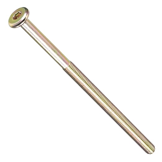 METALLIXITY Flat Head Hex Socket Cap Screws Bolts(M8-1.25x150) 5Pcs, Steel Hex Socket Furniture Bolts Screws - for Furniture Woodworking Project, Yellow