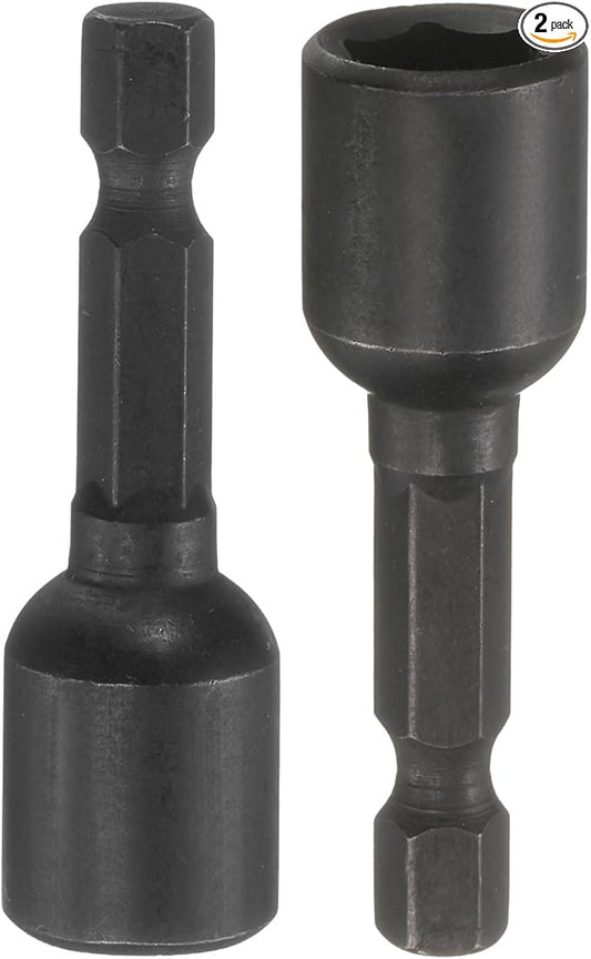 uxcell 2Pcs 1/4" Hex Shank 9mm Magnetic Hex Socket 48mm Length, CR-V Steel Quick-Release Impact Driver Socket Wrench Screw for Impact Drill Power Nut Setter