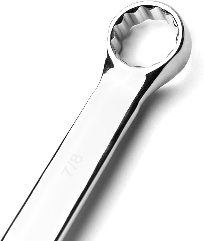 MAXPOWER 8PCS SAE Combination Wrench Set, Professional Open and Box End Spanners with Mirror Finish, Made with Forged and Heat-Treated Cr-V Steel, 12-Point Design, Size Includes 5/16in - 7/8in