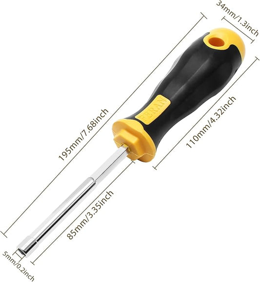 2Pcs 5mm Socket Wrench Screwdrivers High-Carbon Steel Hex Nut Driver for DIY Hand-Making, Repairs