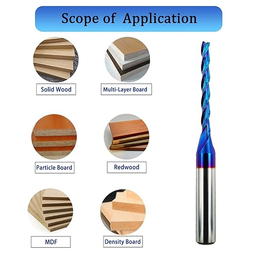 5 PCS CNC Router Bits 1/8 inch Cutting Dia 1/4 inch Shank Extra Long Spiral CNC Router Bits Solid Carbide End Mill with NACO Coating for Wood Cut Carving Engraving…