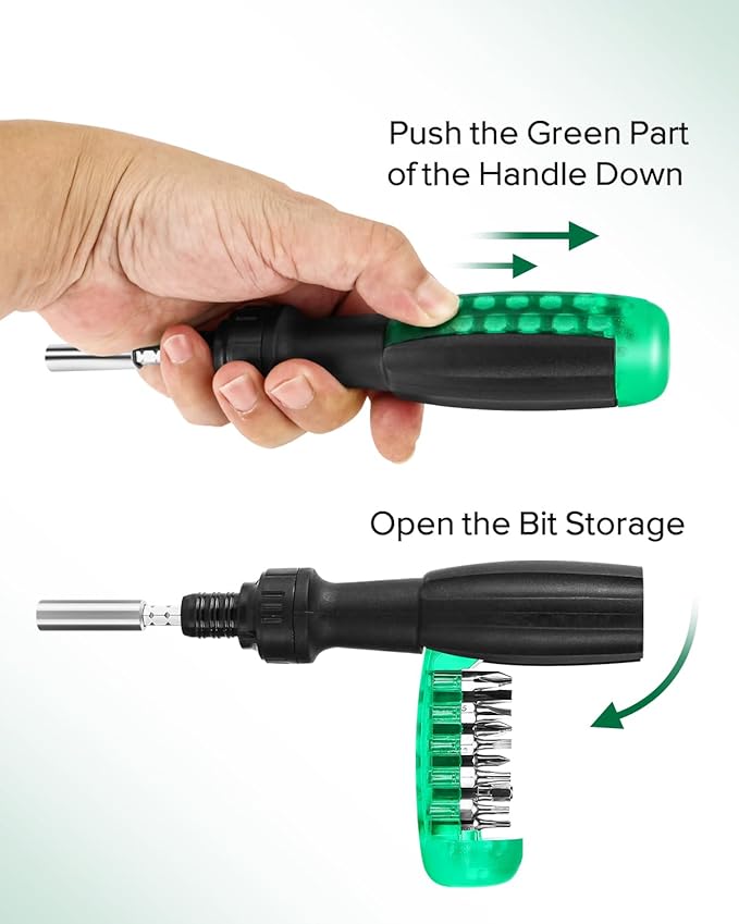10-in-1 Ratchet Screwdriver Set - Precision Multi-bit Slotted/Pozi/Torx Screw Drivers