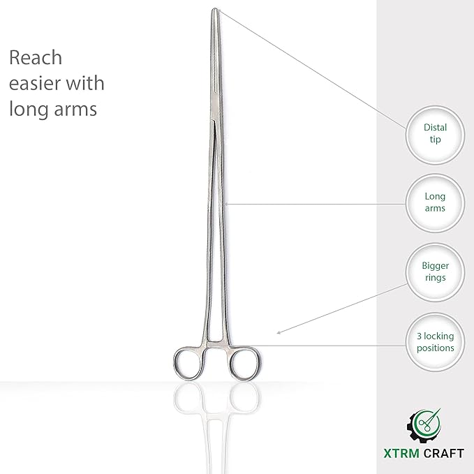 Pean Hemostat Straight and Curved Multipurpose Locking Tweezer Clamps Serrated, Stainless Steel - Hemostats for Nurses, Fishing Forceps, Crafts and Hobby