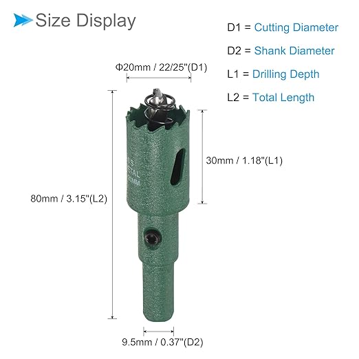 Bi-Metal Hole Saw, 20mm 22/25 Inch Dia Hole Saw, High Speed Steel Cutter - (Applications: for Wood Brass Zinc), 1-Pieces