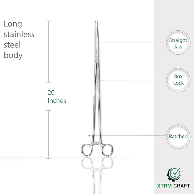 Pean Hemostat Straight and Curved Multipurpose Locking Tweezer Clamps Serrated, Stainless Steel - Hemostats for Nurses, Fishing Forceps, Crafts and Hobby