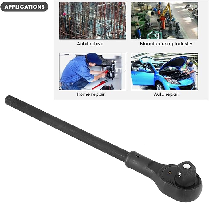 1" Ratchet with 13" Long Handle, Heavy Duty Quick Release Reversible Switch Full Polish Grip Drive Ratchet Socket Wrench, Gifts for Men & Dad, 18.9 Inch Overall Length
