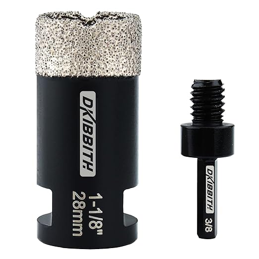 1-1/8" Diamond Hole Saw, Diamond Drill Bits 1-1/8 in Dia for Granite Tiles Quartzite Marble Concrete Porcelain Ceramic Stones, with 5/8-11 Thread for Angle Grinders and 3/8??Hex Shank for Drills