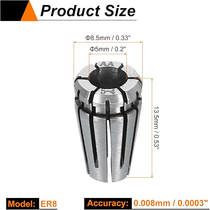HARFINGTON Spring Collet Chuck ER8 5mm 65Mn Spring Steel Precision Router Collets for CNC Engraving Milling Lathe Tool