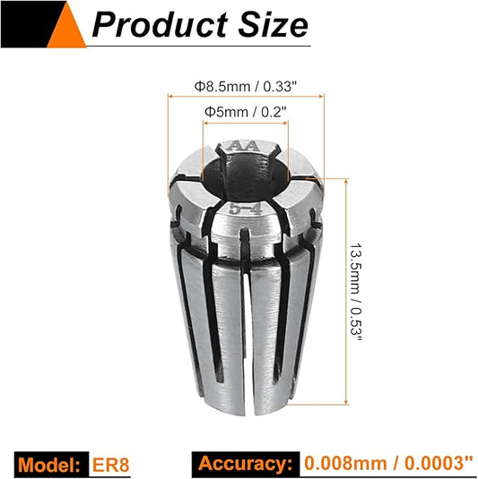 HARFINGTON Spring Collet Chuck ER8 5mm 65Mn Spring Steel Precision Router Collets for CNC Engraving Milling Lathe Tool