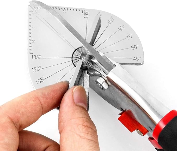 Multi Angle Miter Shear Cutter Hand Tools,45-135 Degree Adjustable Angle Scissors Trim Shears Tools for Vinyl Wood Molding Trim