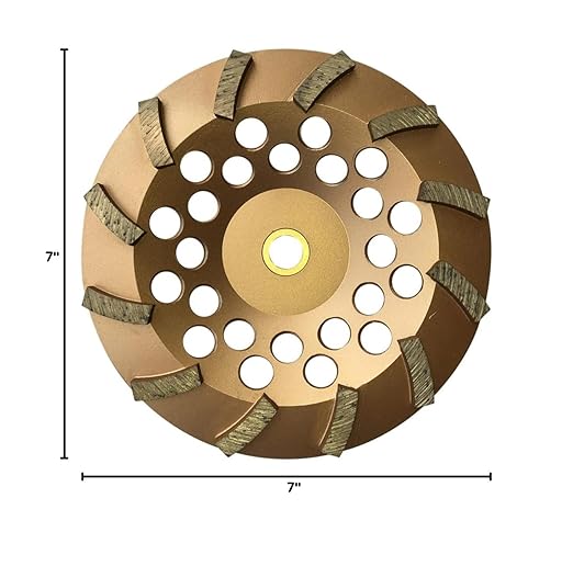 7" Diamond Grinding Wheels for Concrete or Masonry, 12 Turbo Segments, #30/40 Grit, Medium Bond, 7/8"-5/8" Arbor