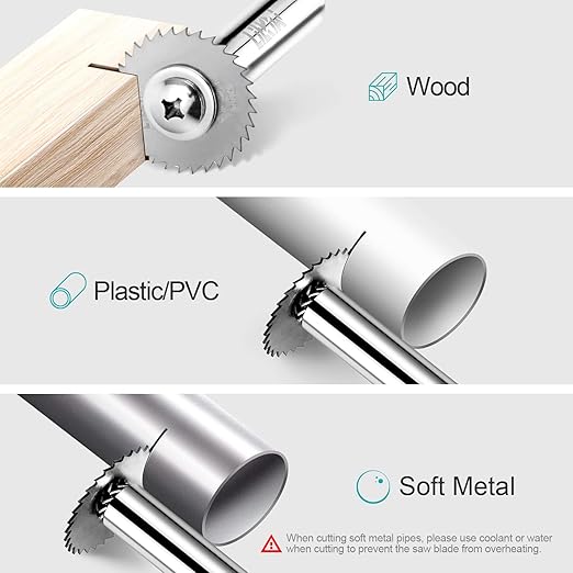 7PCS Rotary Drill Saw Blades,with 1PCS 1/4" Hex Shank & 1PCS 1/8" Round Shank,HSS Saw Disc Wheel Cutting Blades for Drills Rotary Tools